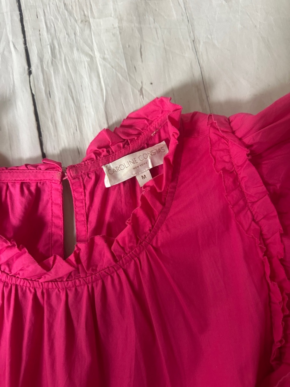 Caroline Constas Hot Pink Flutter Sleeve Cotton Dress size medium - Picture 2 of 9